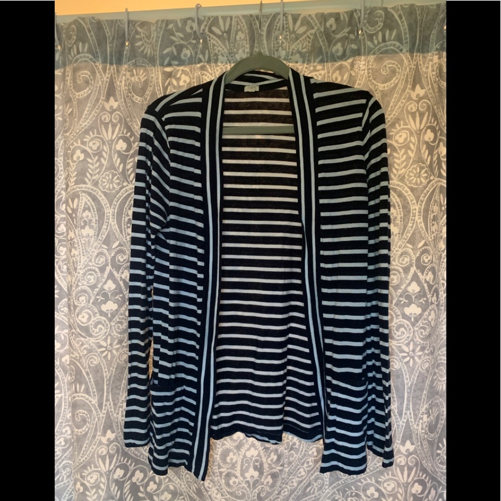 J. Crew Navy & White Striped Cardigan